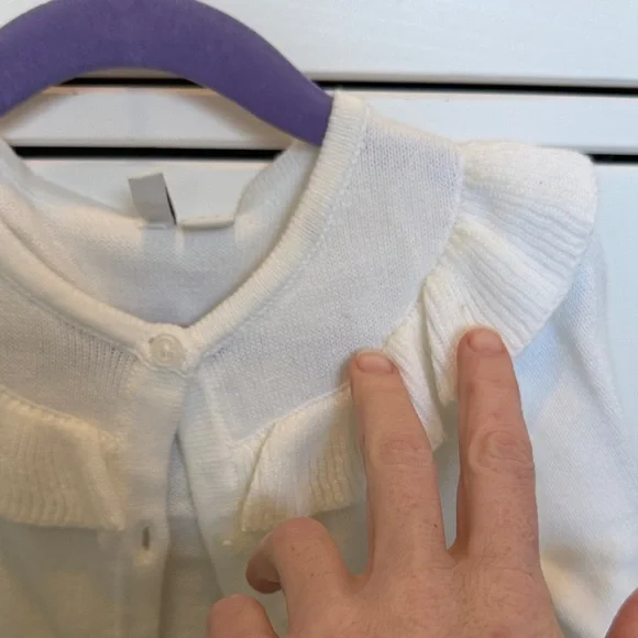 Janie and Jack White Ruffle-Trim Cardigan - Picture 4 of 4